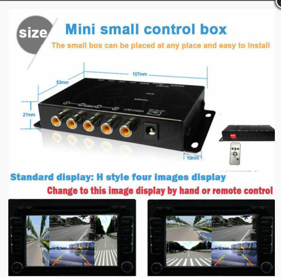 USA Car 4-Way Parking Camera 4 View Image Split-Screen Control Box +IR Control