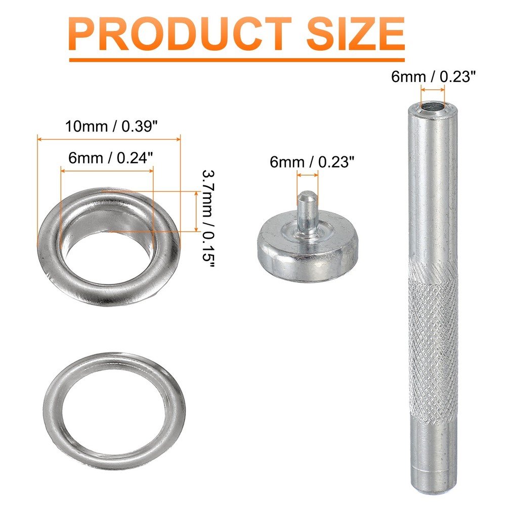 20Set Grommets Eyelets Kit 6mm Copper Eyelets with Setting Tool Silver