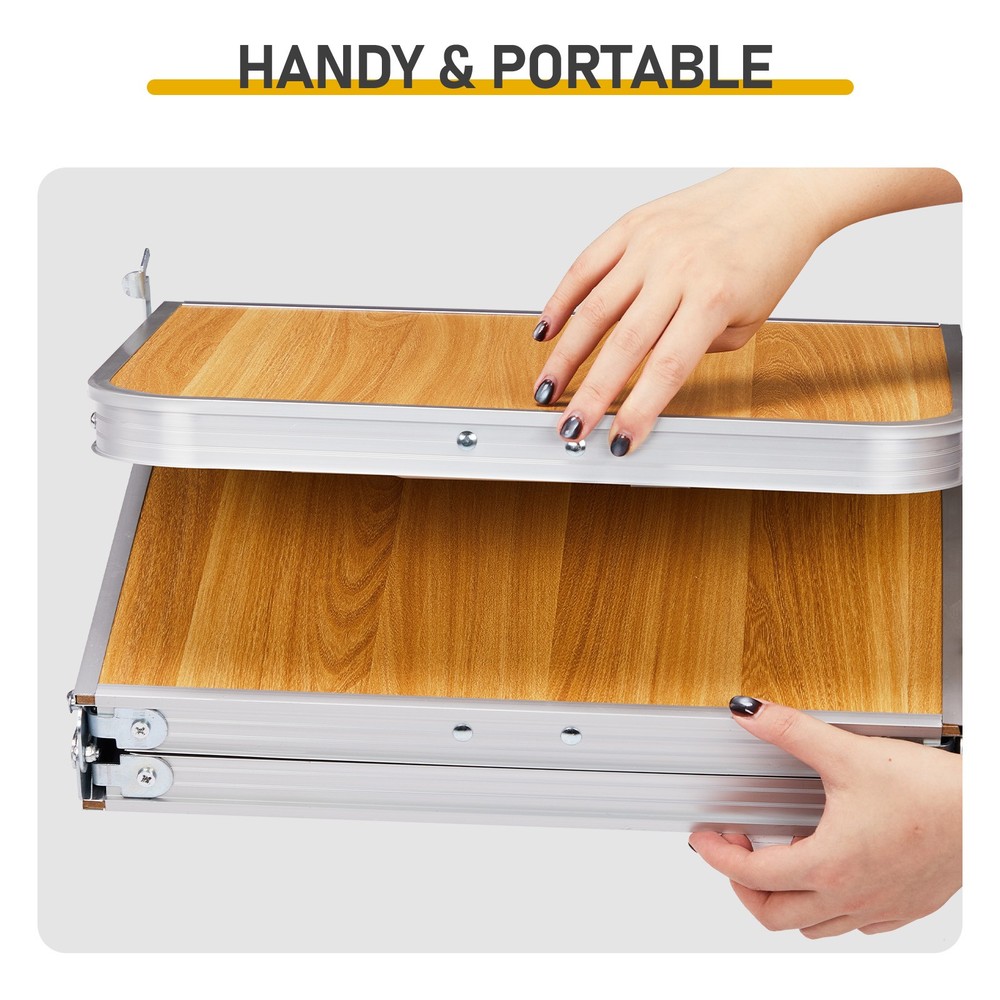 Small Aluminum Foldable Lightweight Patio Side Table with Carry Handle