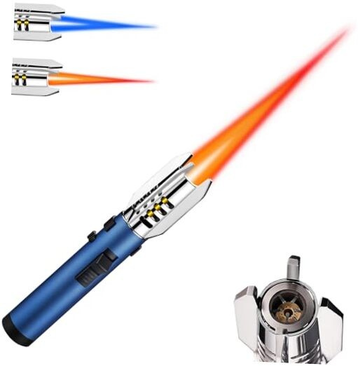 Torch Lighter, Refillable Butane Windproof Jet Flame Super Large Torch Blue
