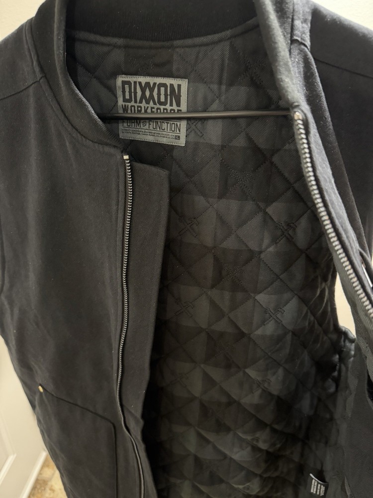 Dixxon Workforce Black Zip-Up Work Vest with Quilted Lining