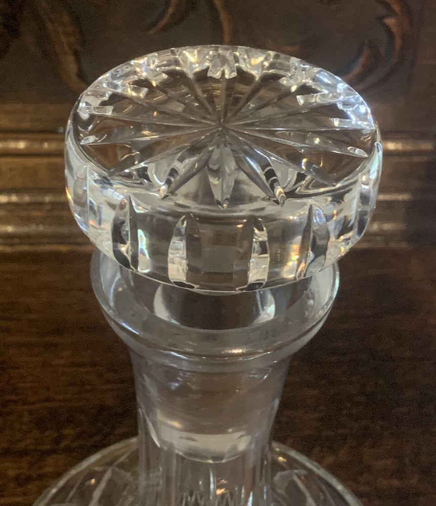 Estate Clear Leaded Cut Crystal Diamond Pattern Decanter & Stopper Beautiful!
