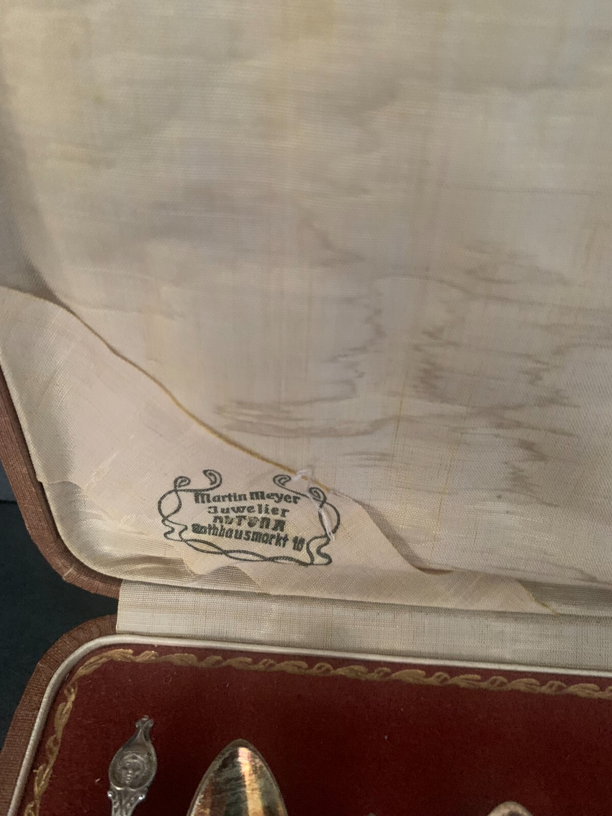 Antique Sterling Silver Set 12 box demitasse spoons Germany 13 mythic portraits