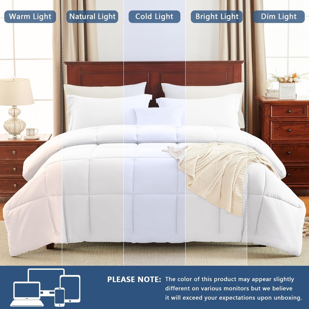 CozyLux Full Size Comforter Sets - White Size, 3 Full,
