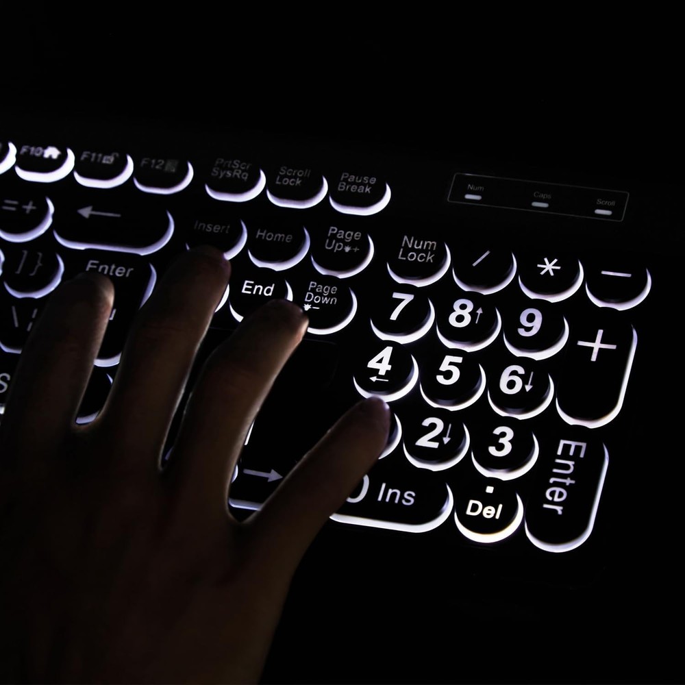 MCSaite Wired Backlit USB Keyboard - 104 Keys Standard Full Size with Black