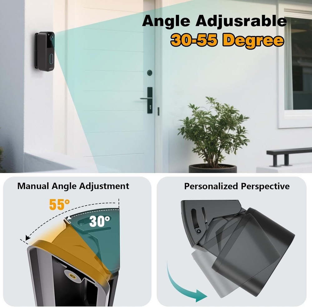 Adjustable Angle Mount for Blink Video Doorbell - Durable ABS Design