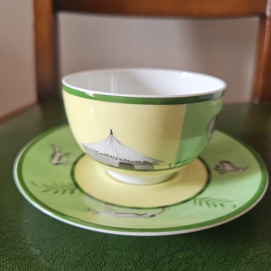 Hermes Vintage Porcelain Cup & Saucer Set White Used 2pc