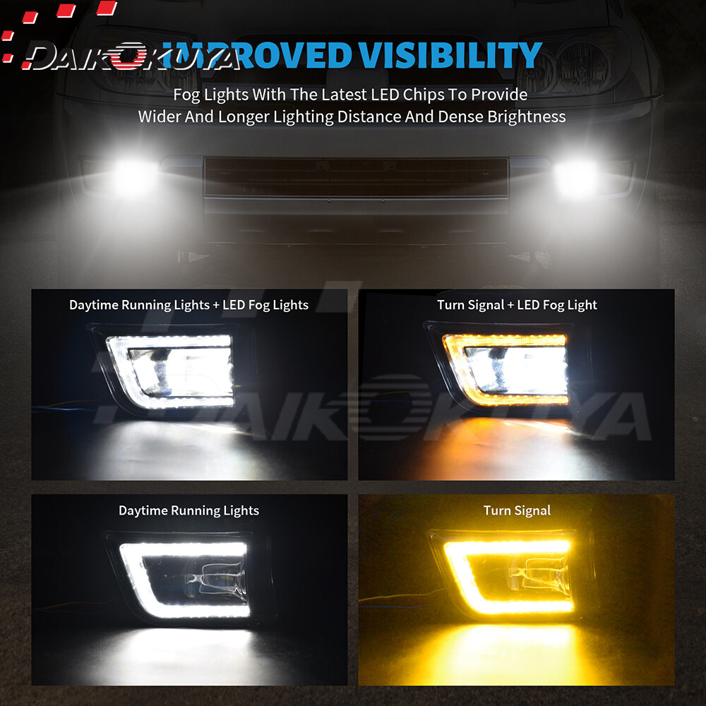 For 2003 2004 2005 Toyota 4 Runner LED Fog Lights+DRL Front Bumper Driving Lamps