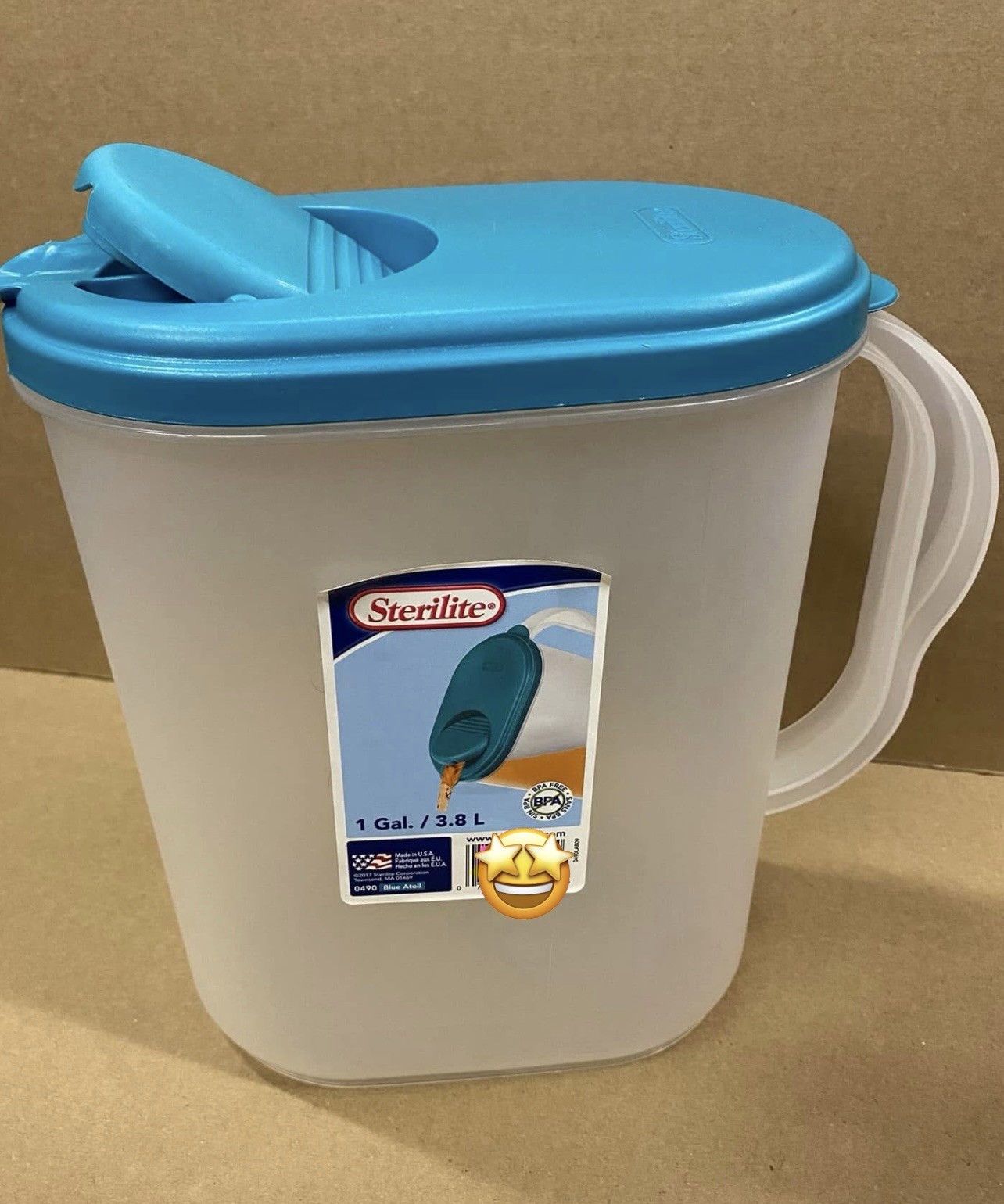 Sterilite Plastic Pitcher Water Jug Drink Dispenser Blue Atoll⭐️Made In U.S.A.⭐️