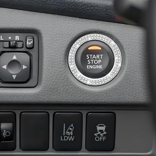 Bling Car Engine Start Ring Decals, 2PCS Sparkling Crystal Rhinestone White