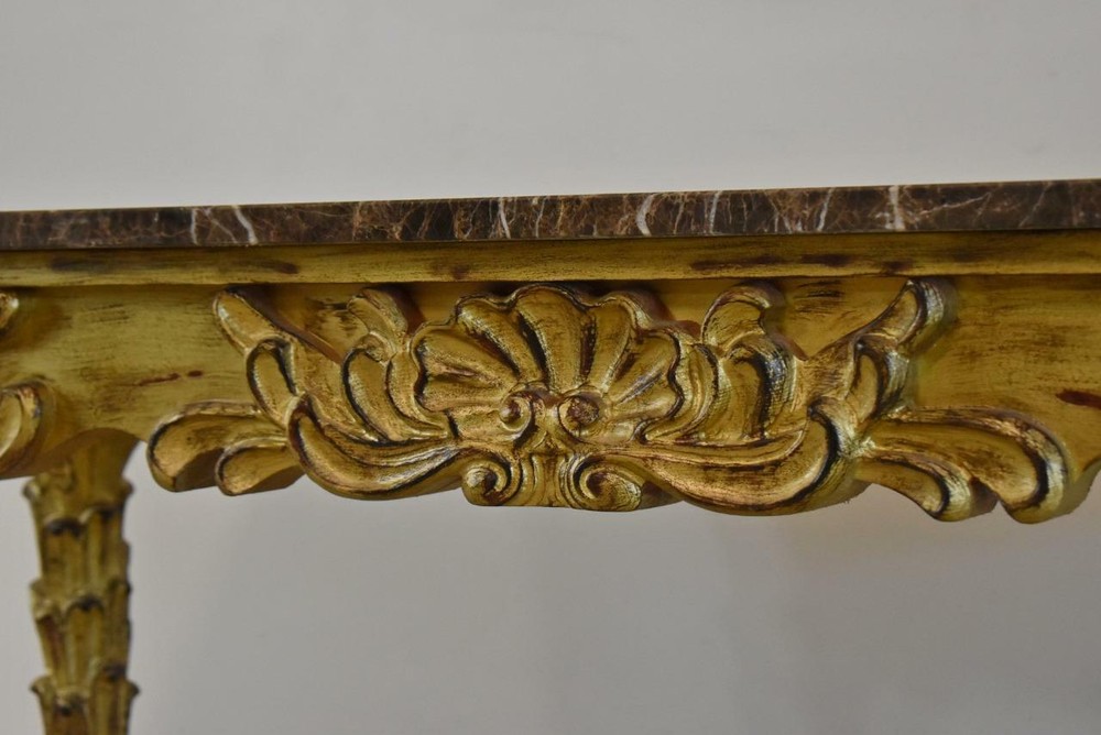 Carved Gilt Italian Marble Top Console Table