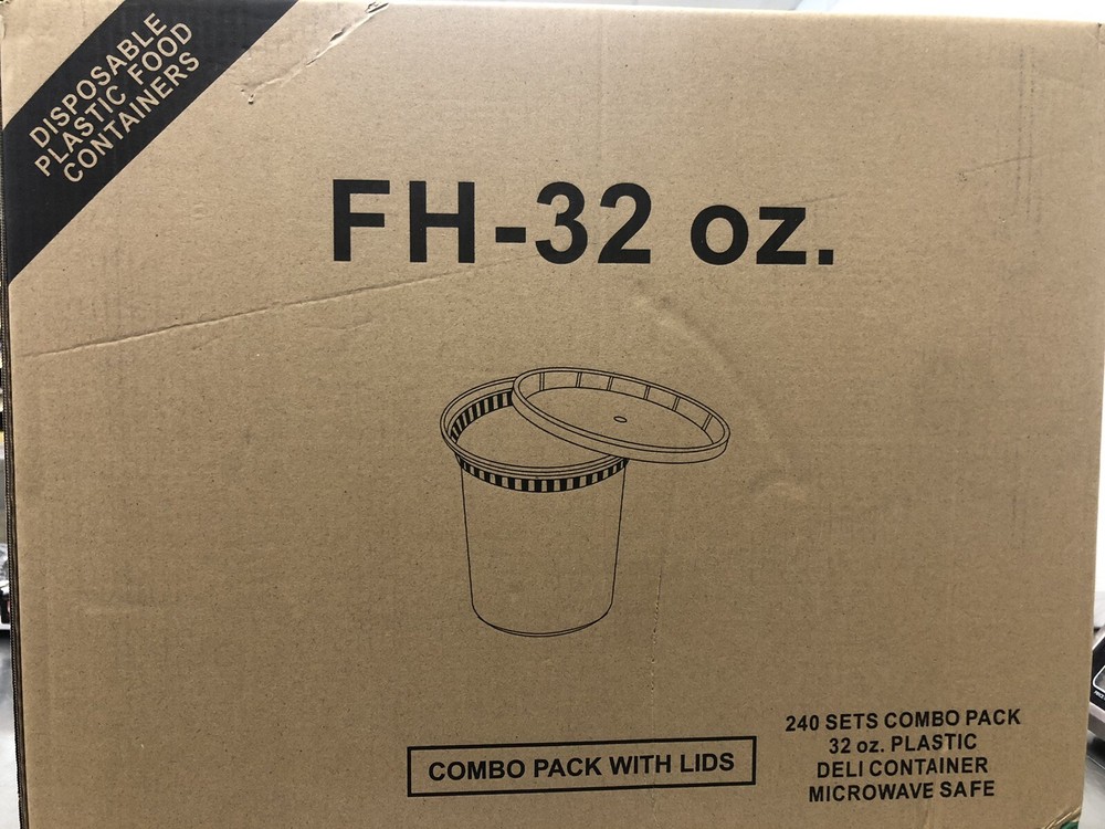 240 Sets Combo Pack 32oz Plastic Deli Container