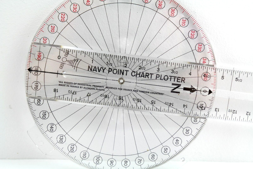 Protractor 2-Arm Navy Point Chart Plotter Tool, 18" ruler, 19 1/2" x 6 1/4"