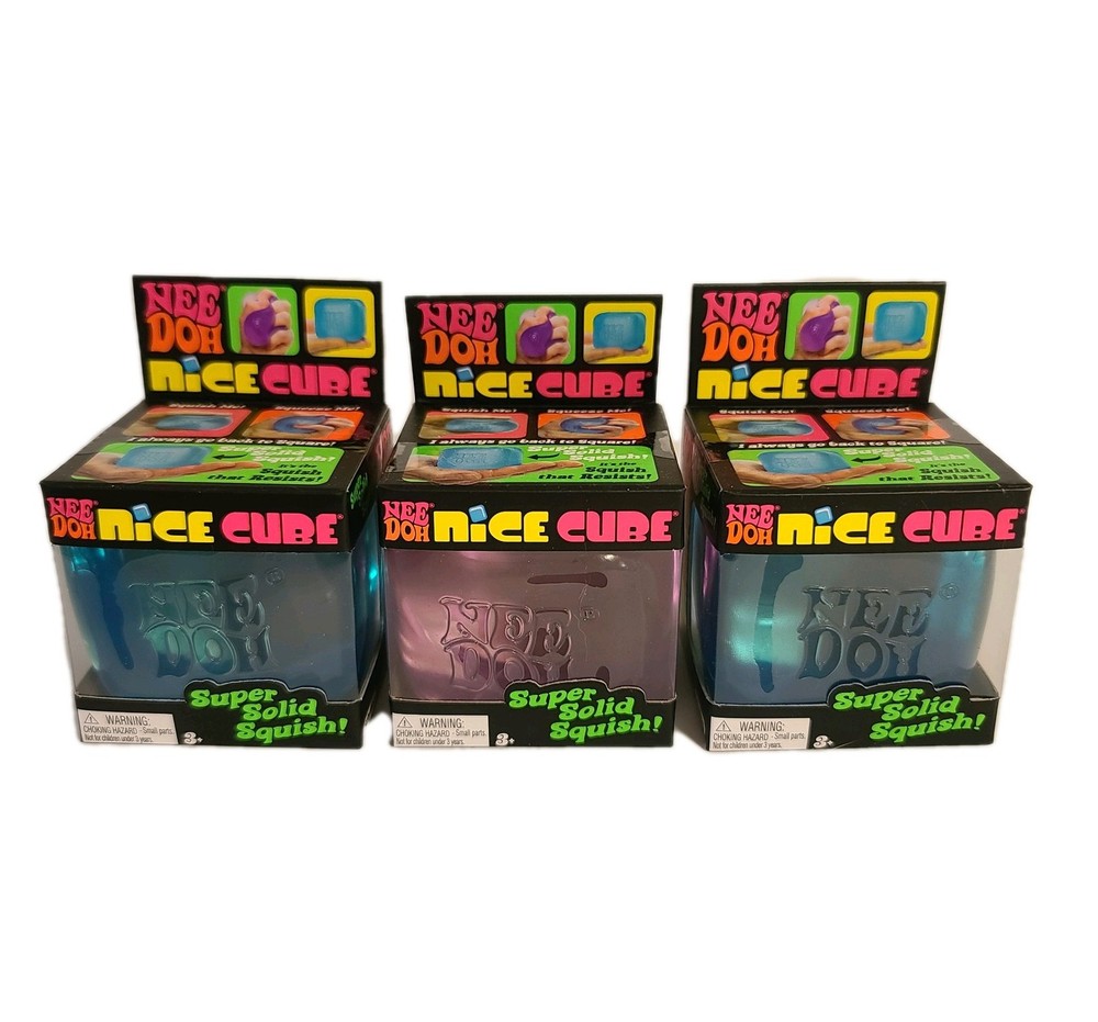 Nee Doh Nice Cube Schylling Super Solid Squish Toy Blue Purple