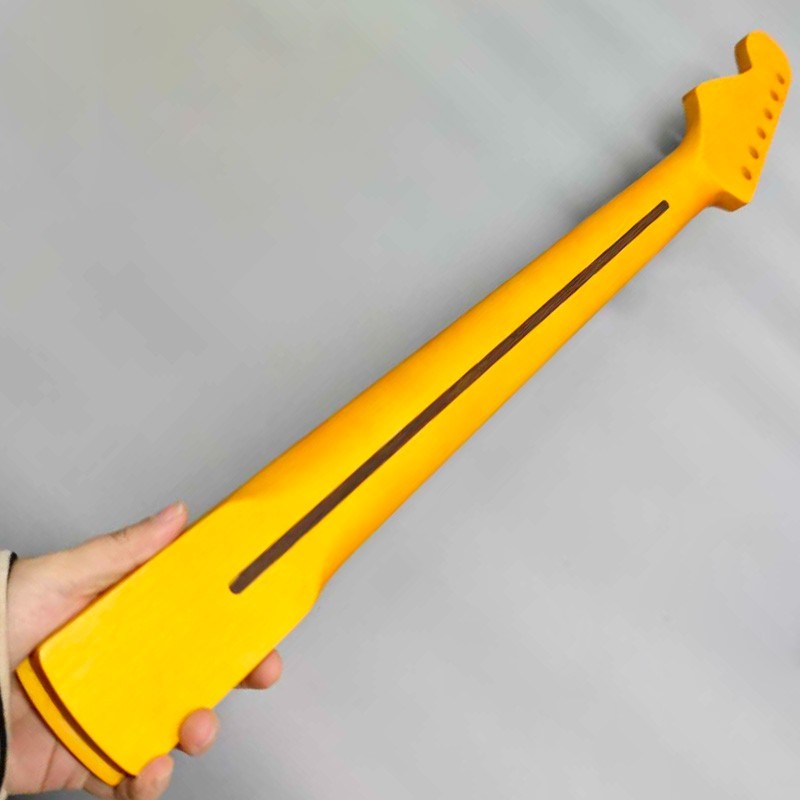 DIY Maple Electric Guitar Neck 25.5" Scale Length 22 Frets Yellow，Unfinished