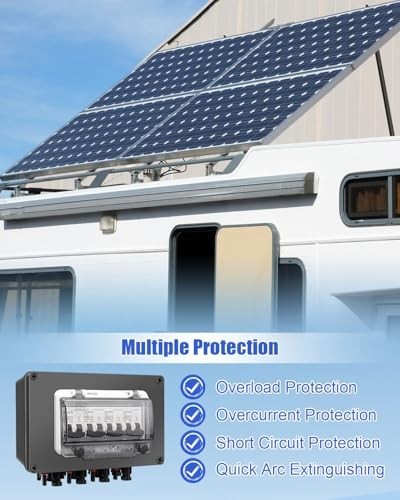 32A DC Circuit Breaker Box, Waterproof Solar Combiner Switch, 4 String MC4 Conne