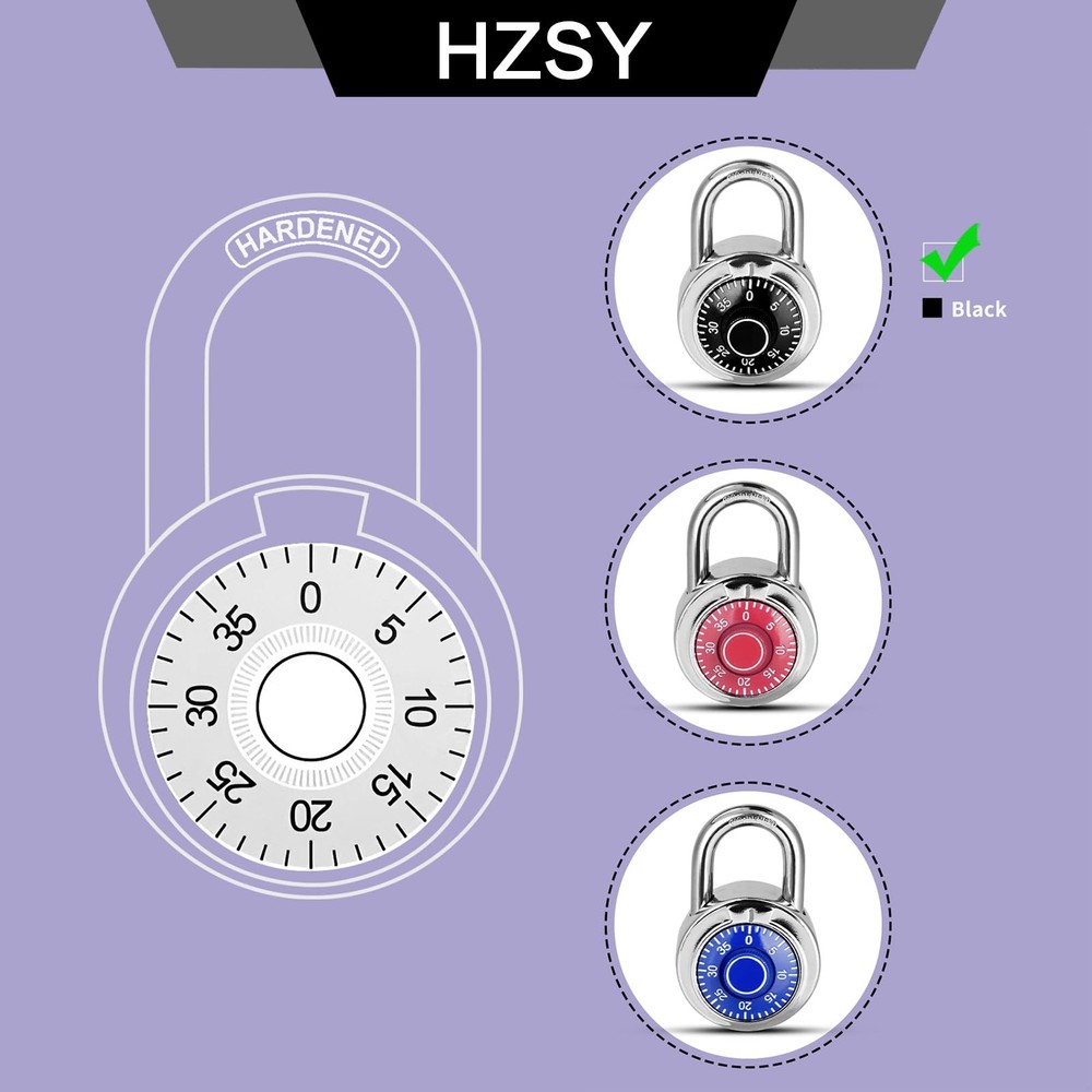 HZSY Combination Padlock 12 Pack, Fixed Dial Combination Padlock with Differe...
