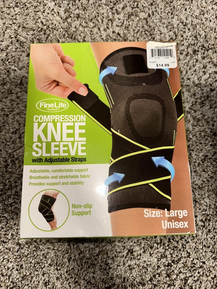 Fine Life Compression Knee Sleeve With Adjustable Straps Large