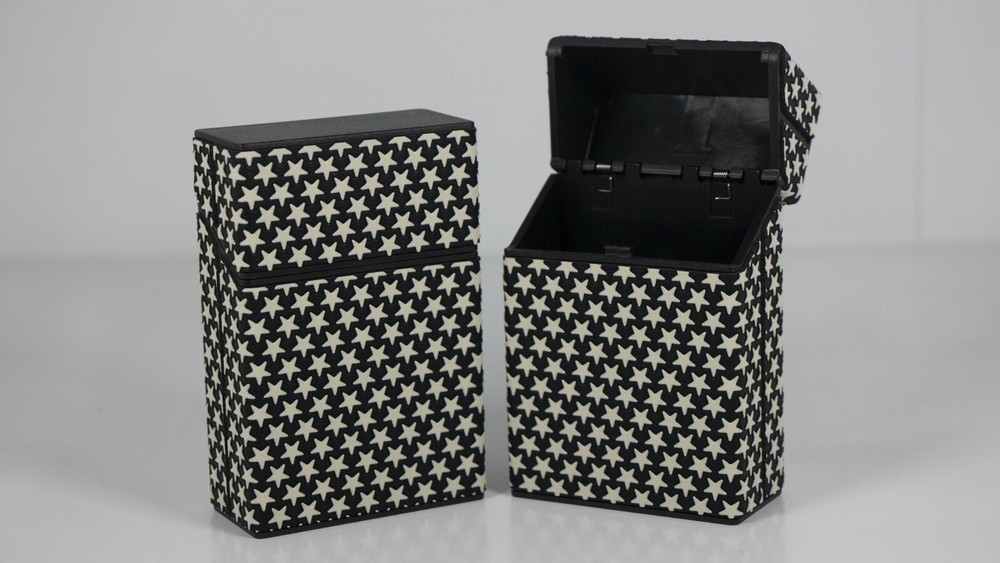 12 Assorted PU Leather Wrapped Push Open Cigarette Case Pack Holders for 100mm