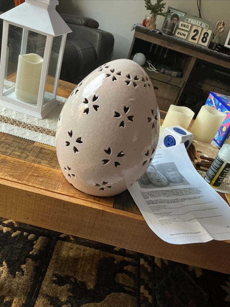 POTTERY BARN TERRACOTTA EASTER EGG LUMINARY/LANTERN YELLOW