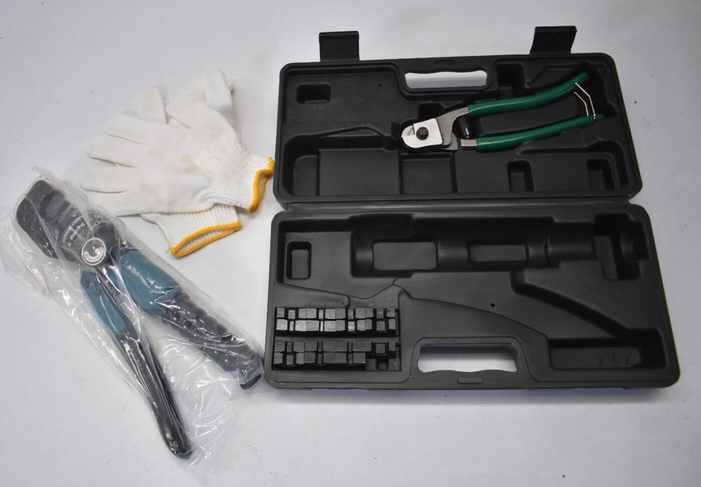Hydraulic Crimping Tool Set w Gloves & Cable Cutters MISSING ONE PIECE
