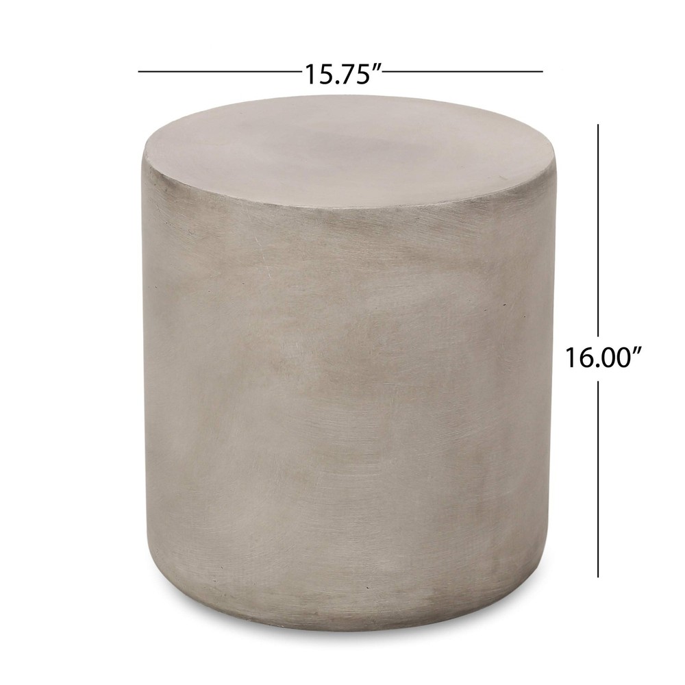 Light Gray Lightweight Concrete Side Table Contemporary Outdoor Accent Table