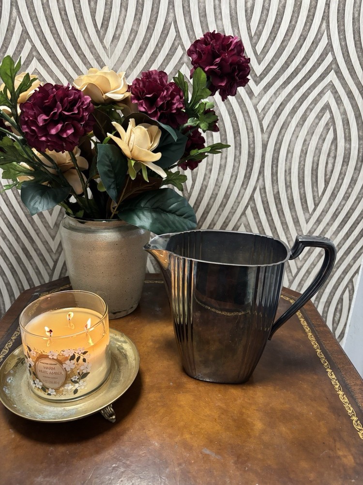 Vintage Silver Plated Pitcher/vase Marked On Bottom 7 1/2 Inches Tall