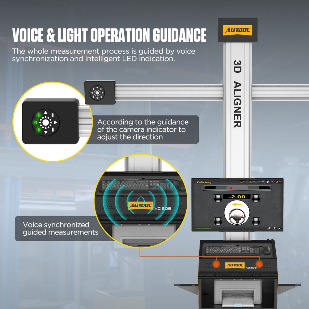 AUTOOL XC508 3D Wheel Alignment Machine Fully Automatic Tire Aligner System 110V
