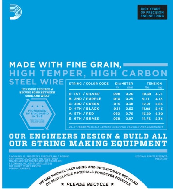 EXL130 D'Addario Guitar Strings 8-38 Electric Extra Super Light