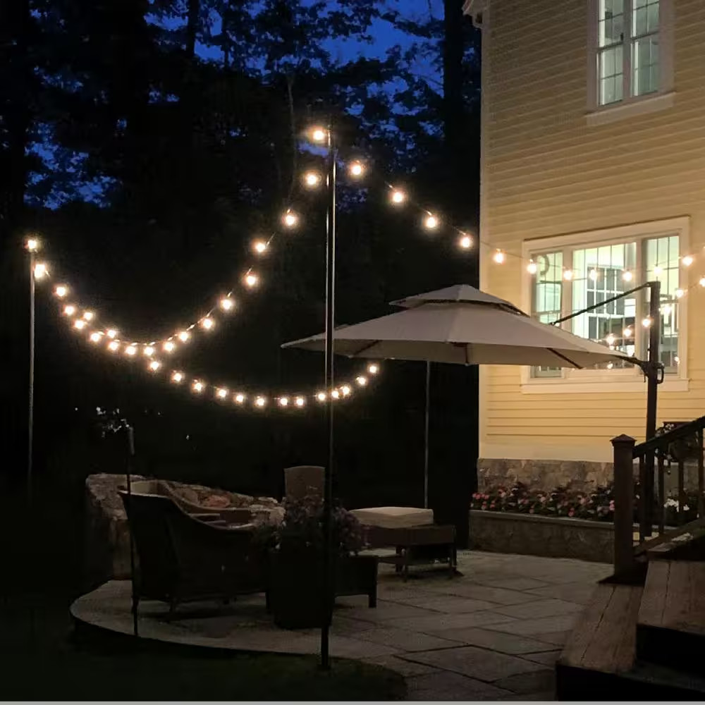 Single 10 Ft. String Light Pole (Black)