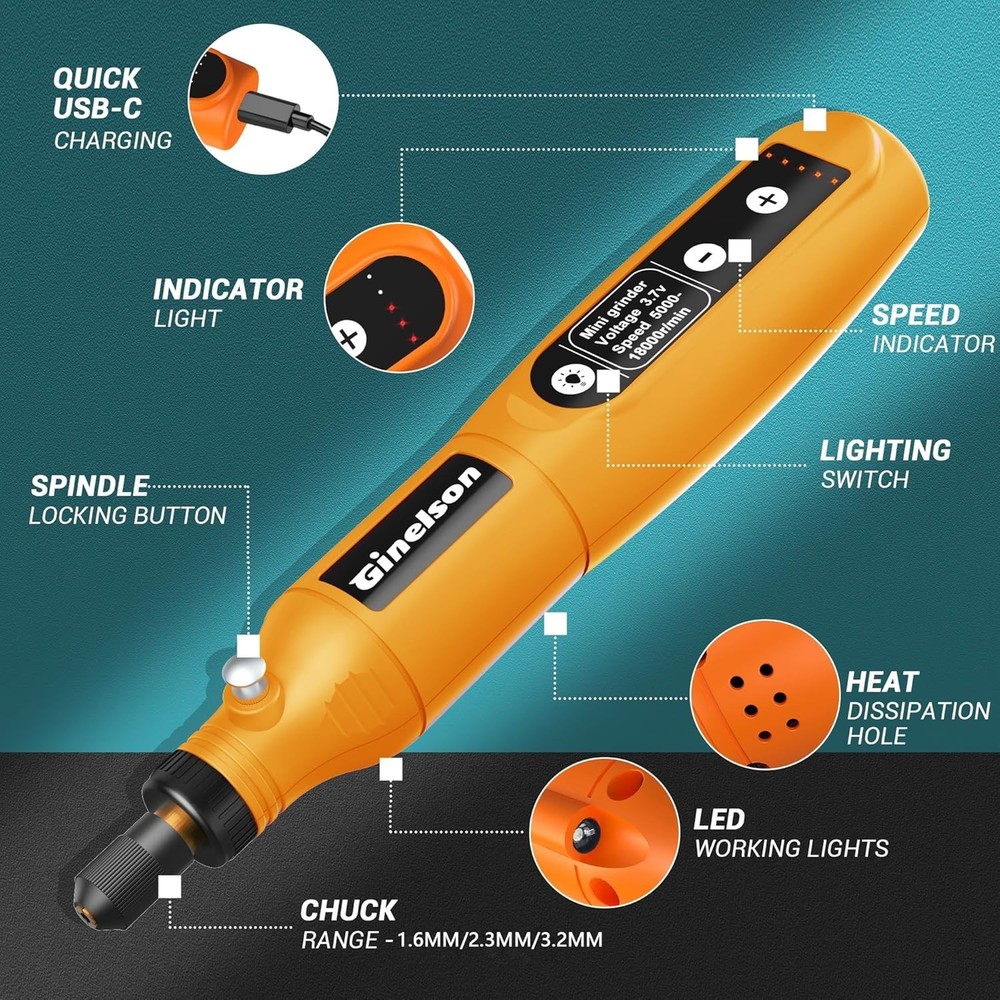 Versatile Cordless Rotary Tool - 5 Speed, 70 Accessories for Precision Work