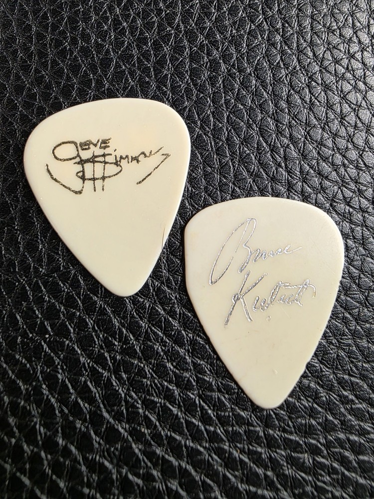 Two 80's KISS Guitar Picks! Gene Simmons Gold Bruce Kulick Silver Signatures