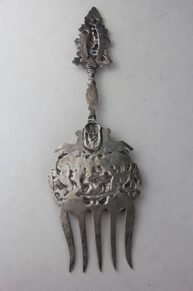 Antique Dutch 833 Silver Serving Fork