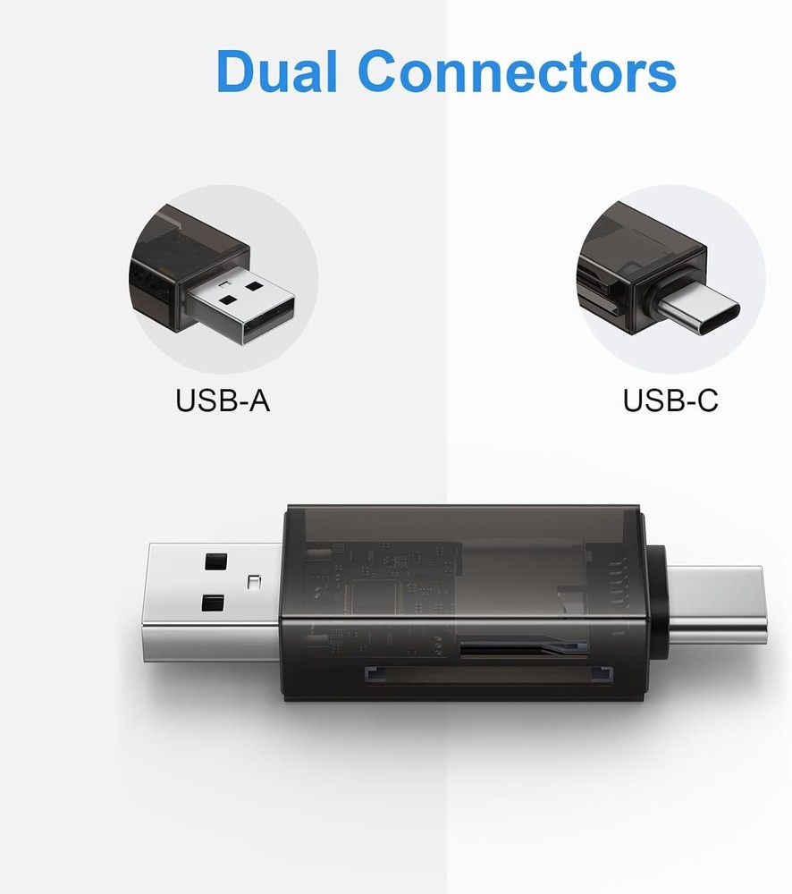 SD Card Reader USB C, Dual Slots 3.0 Type C to Micro Grey