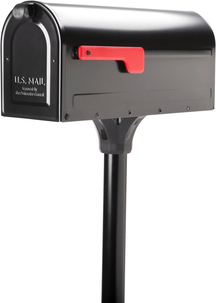 Mounted Mailbox and Floor Post Kit, Medium, Black