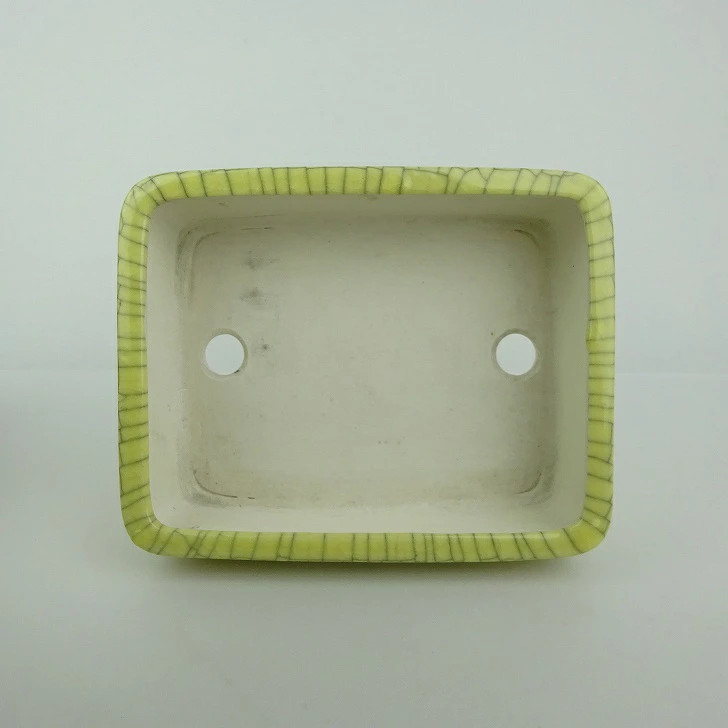 Used Seiko Bonsai Pot 5.9" Rectangular Ceramic Planter – Yellow