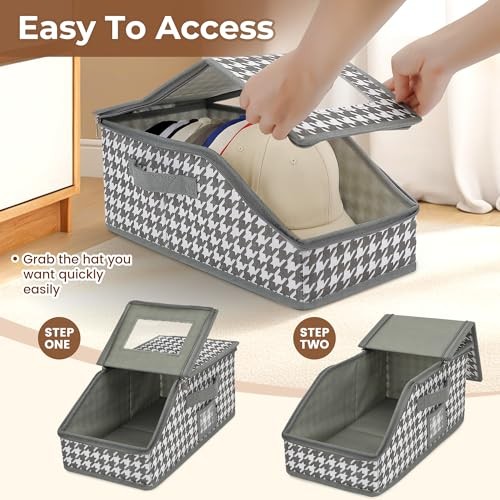 2 PCS Stackable Hat Storage for Baseball Caps, Large Hat Gray and White