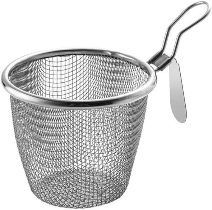 Silver Dumpling Noodle Strainer, Fine Mesh Strainer with Handle Colanders Foo...