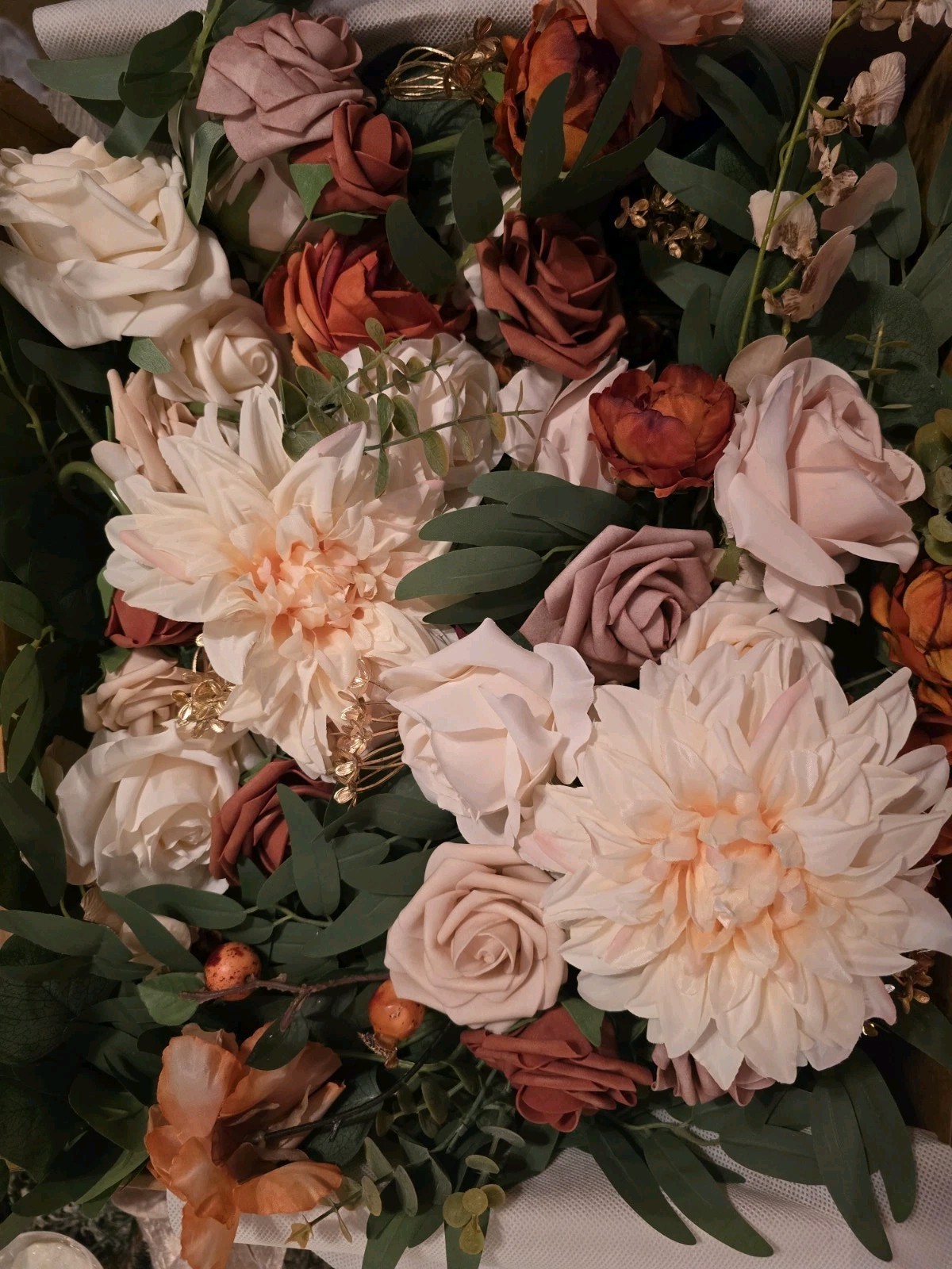 Ling's Moment Burnt Orange Artificial Wedding Arch Flowers Kit Pack of 4