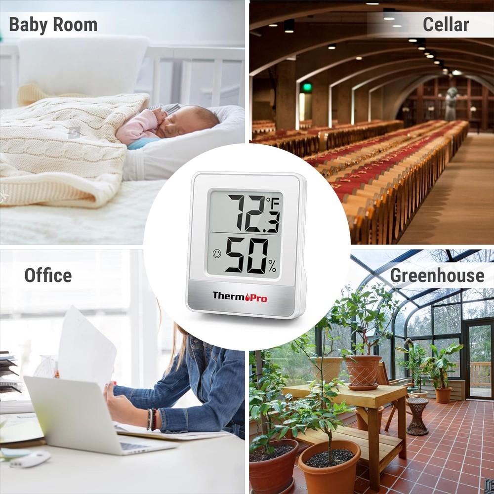 Versatile TP49 Digital Hygrometer - Tabletop, Wall Mount, Perfect for Every Room