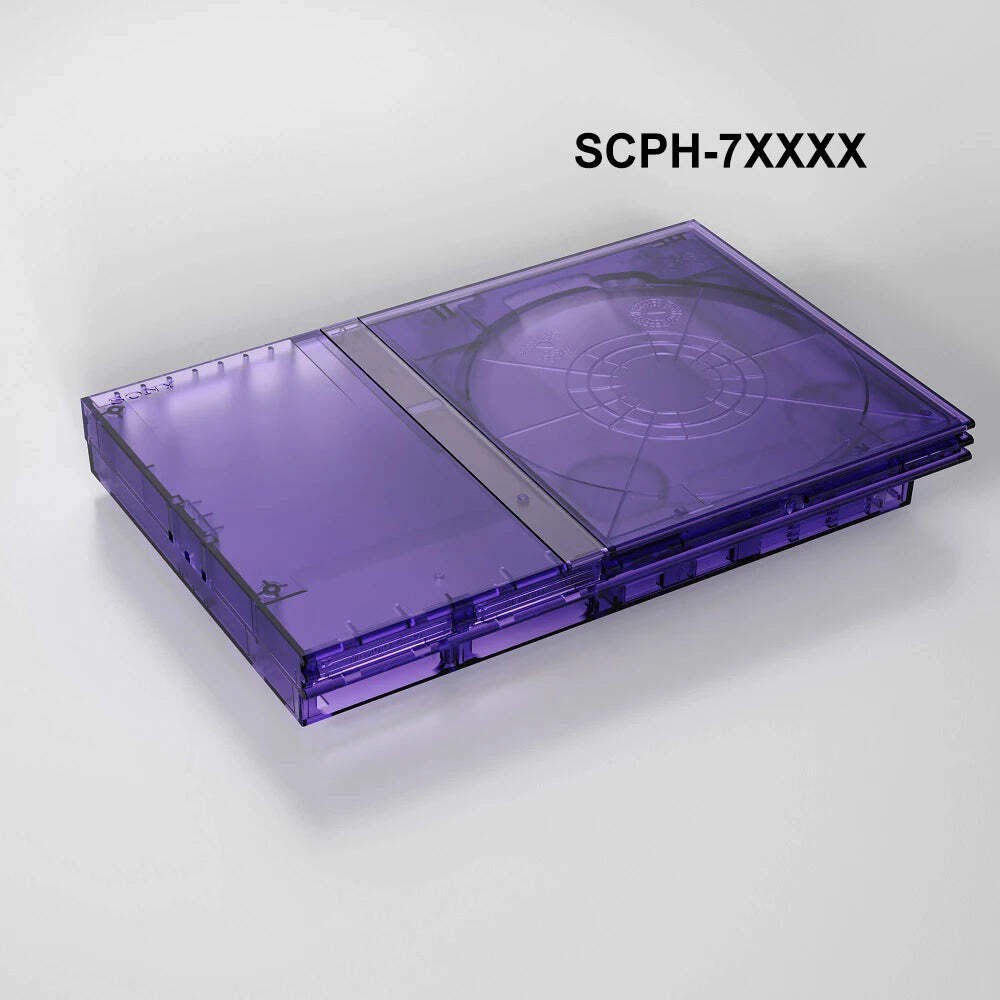 Bitfunx Translucent PS2 Slim Replacement Case | Black Purple Shell