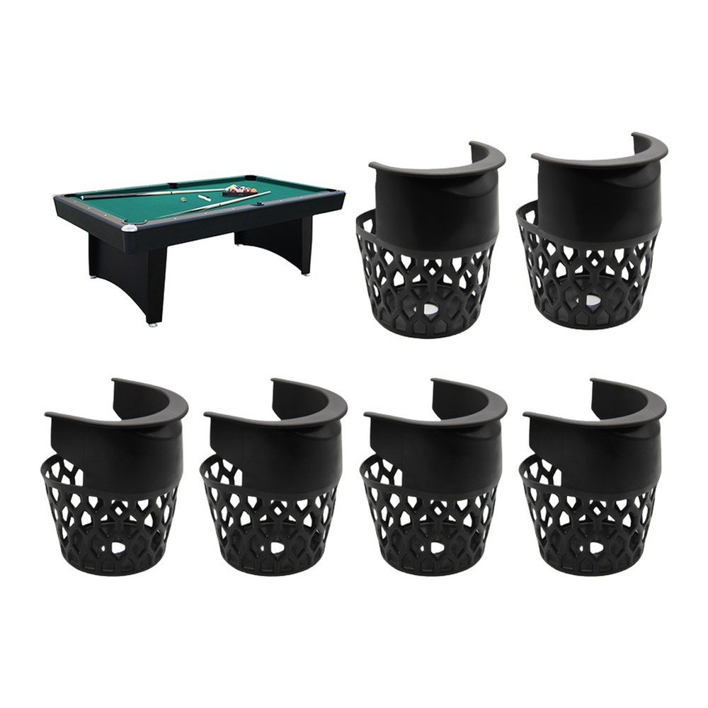 6pcs Billiard Pool Table Pockets 4 Corner 2 Side Set Black PVC Replacement