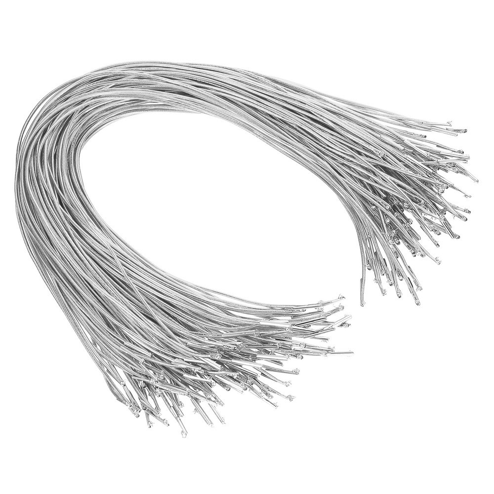 100 Pcs 17.7" Elastic Barbed Cord 2mm Stretch Round String with Barb, Silver