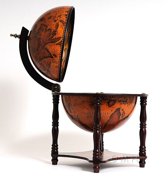 Nautical Hide A Bar Table Top Old World Style Globe Hidden Pub Wooden 13" New