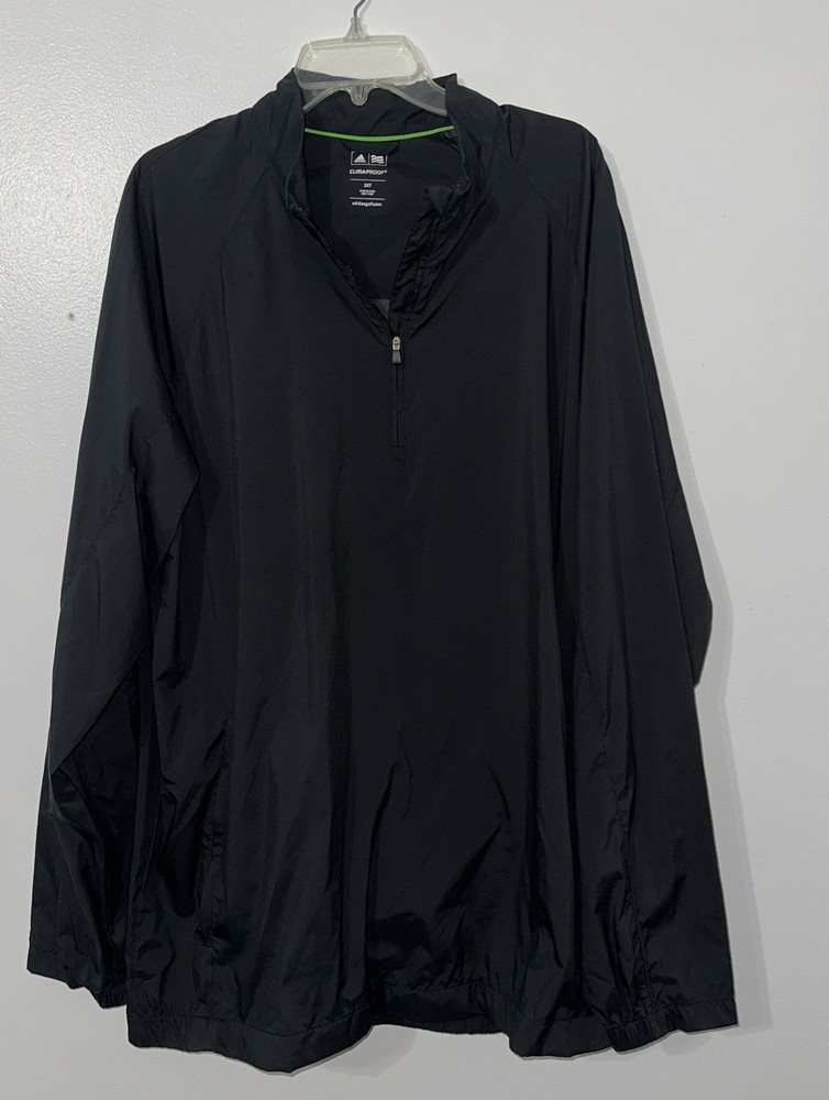Adidas Golf Jacket 2XLT Black 1/4 Zip Pullover