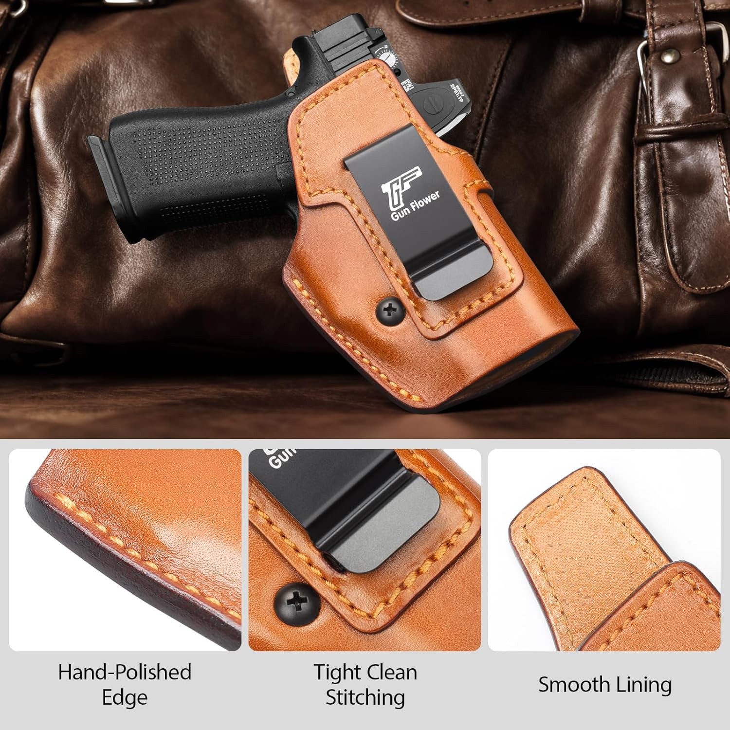 IWB Leather Holster for Glock 43,43X,43X MOS - Optic Cut-Concealed Carry Holster