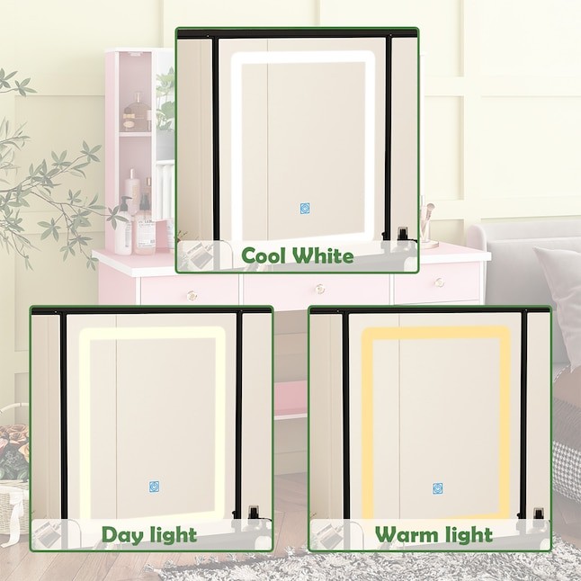 FUFU&GAGA 43.3-in Black Makeup Vanity