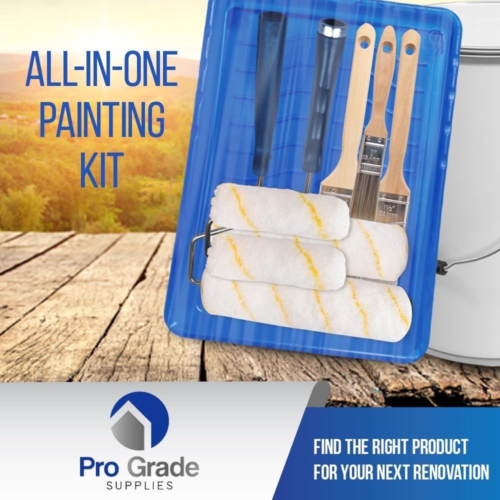 Versatile Paint Roller Kit - 10 Piece Set for Interior & Exterior Projects