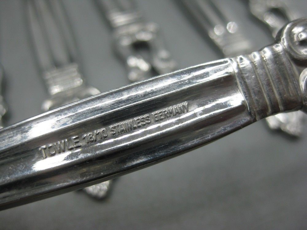 6 Towle Stainless KING GUSTAV Dinner Forks Germany Silverware Flatware