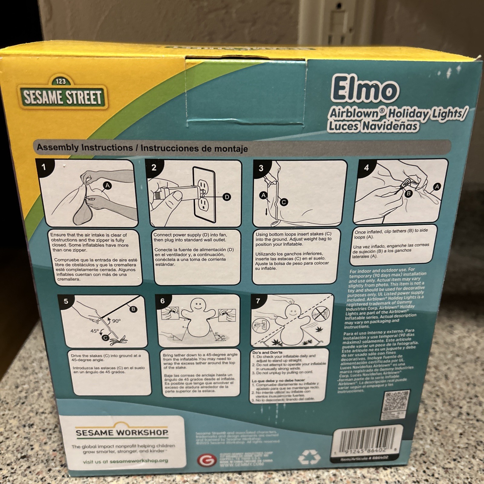 Sesame Street Elmo Christmas Inflatable 3.5 Feet Indoor / Outdoor New NIB